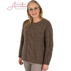 Red Button Pullover Sweet Fluffy Cable SRB5070 Espresso